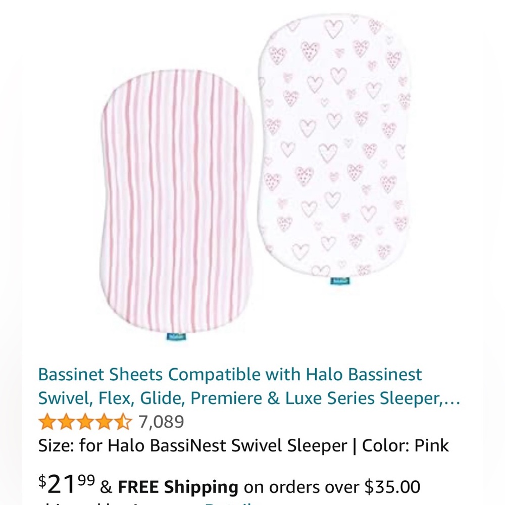 Bassinet Sheets - 4 total (2 pink and 2 grey)